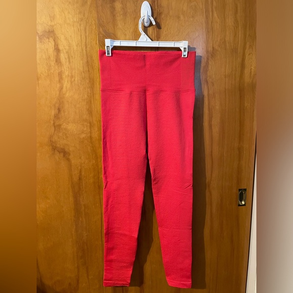 NWOT All in Motion Red Waffle Knit Compression Leggings - Picture 4 of 6